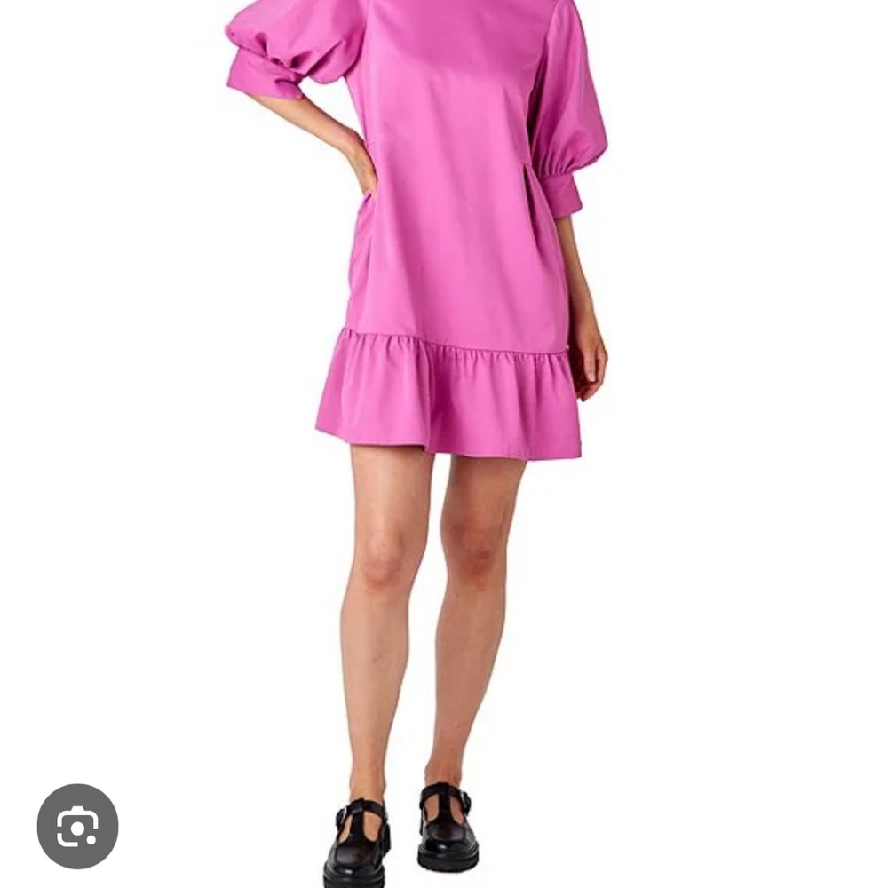 Crosby Pink Ruffled Puff Sleeve Mini Sundress